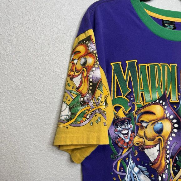 New Orleans Mardi Gras T- Shirt Mens L Single Stitch Tee's Unlimited Vintage - Picture 2 of 8